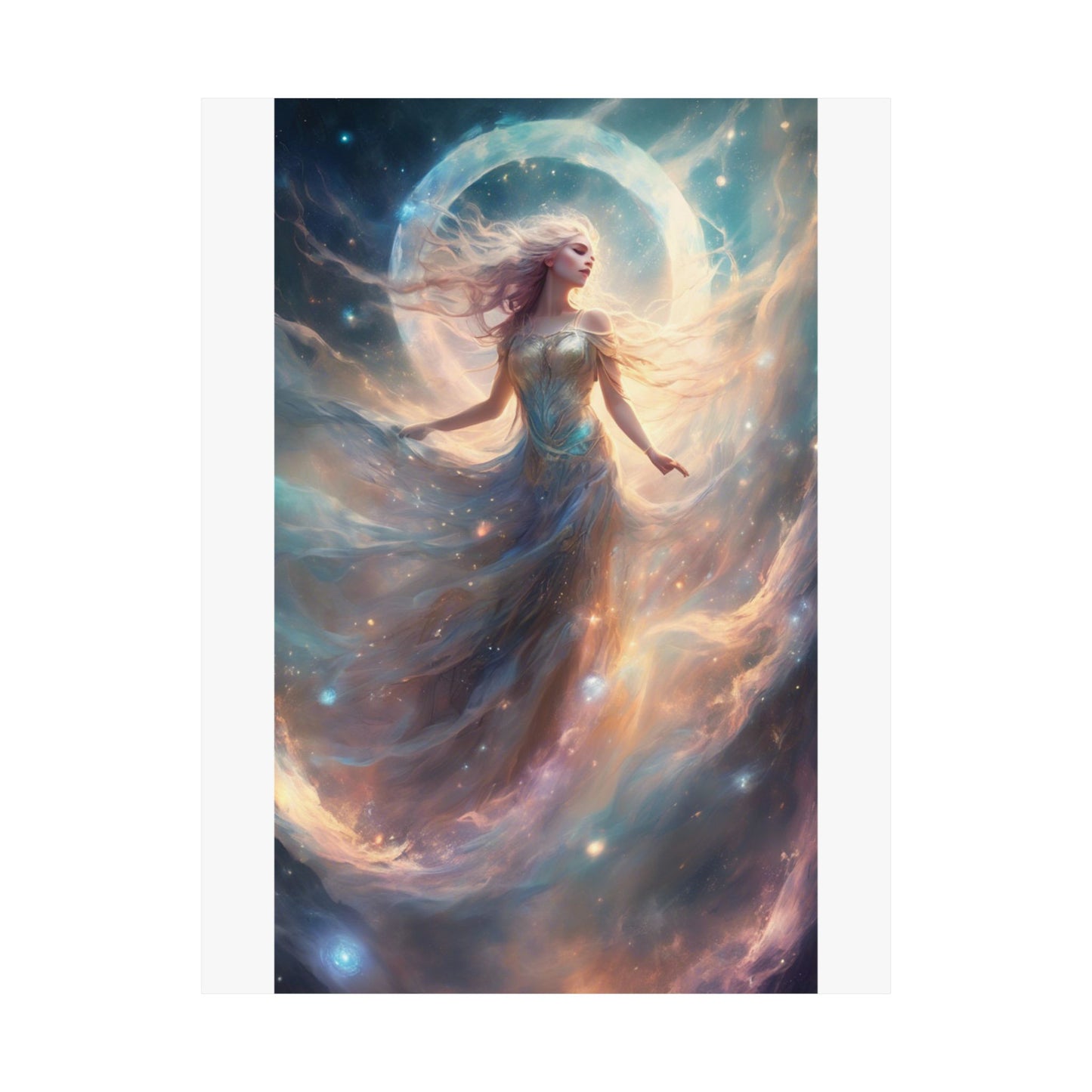 Moonlit Celestial Dancer Fantasy Portrait Poster