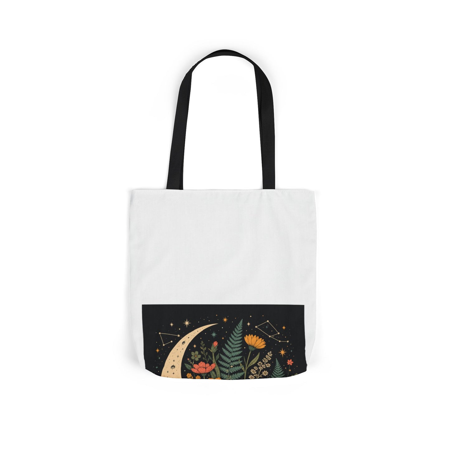 Celestial Wildflower Crescent Moon Botanical Tote Bag