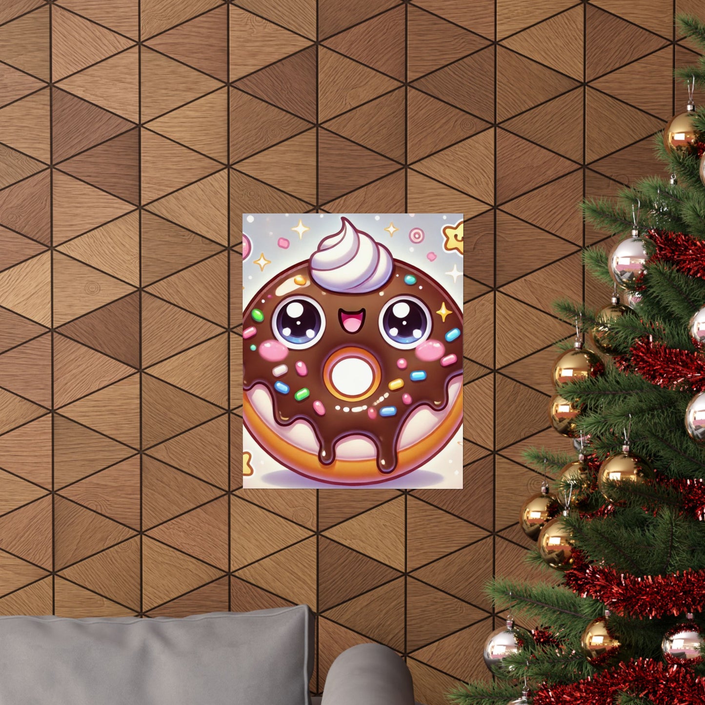 Kawaii Chocolate Donut Cute Dessert Art Poster