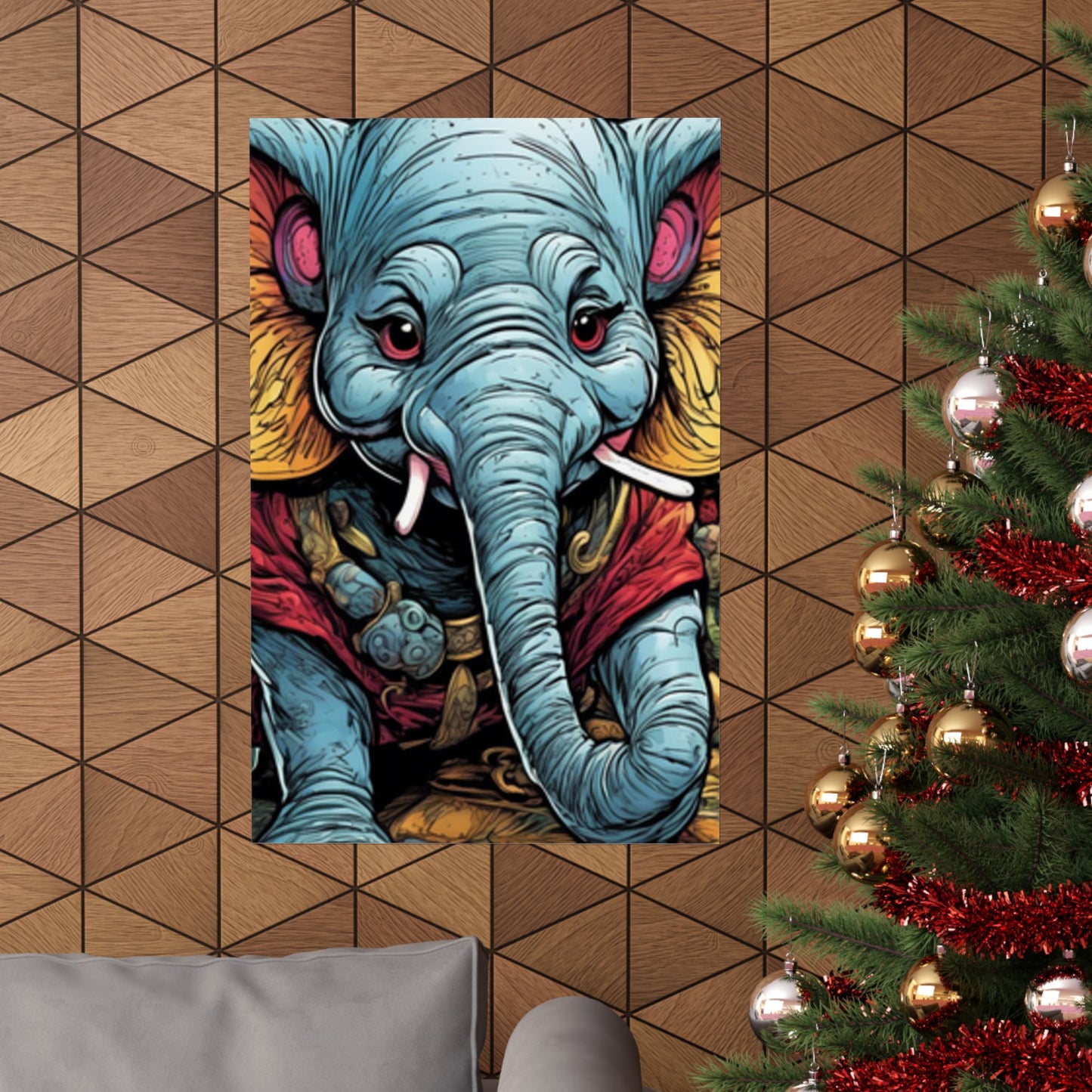 Colorful Elephant Garden Parade Wildlife Wall Art Poster