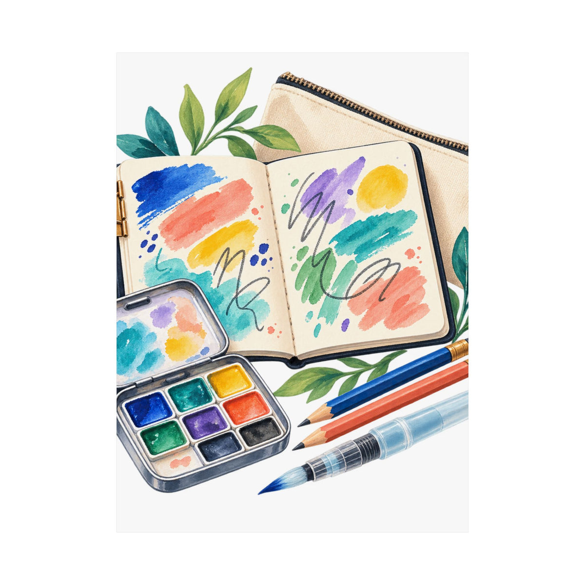 Colorful Urban Sketching Travel Kit Poster