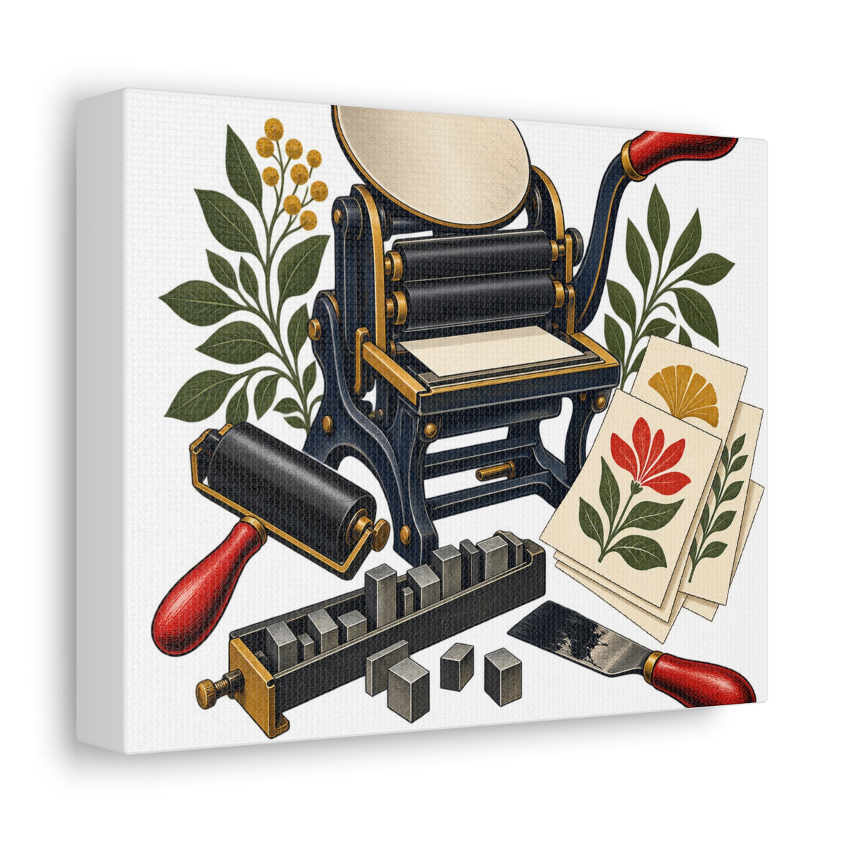 Botanical Letterpress Printshop Canvas