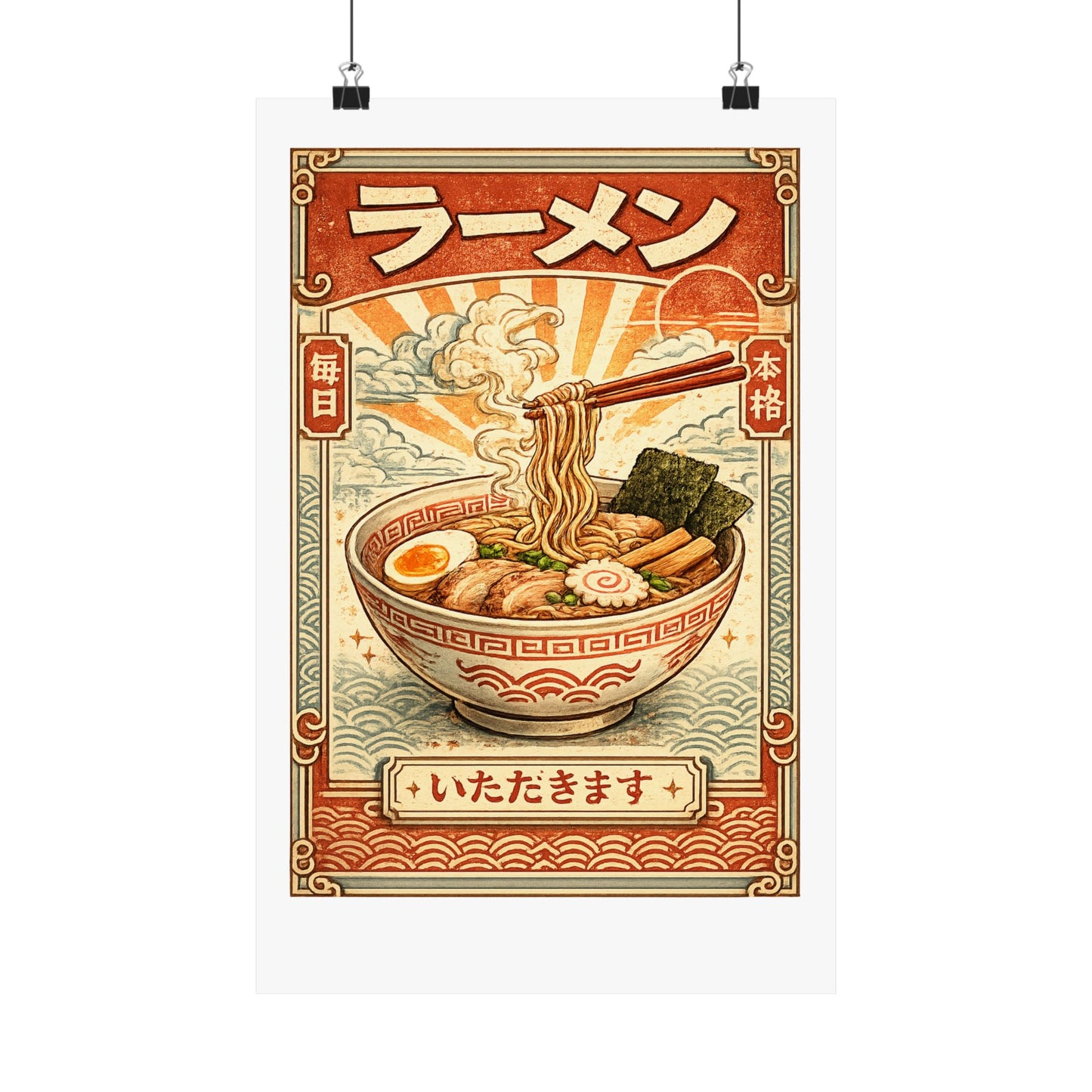 Vintage Ramen Bowl Japanese Food Art Poster