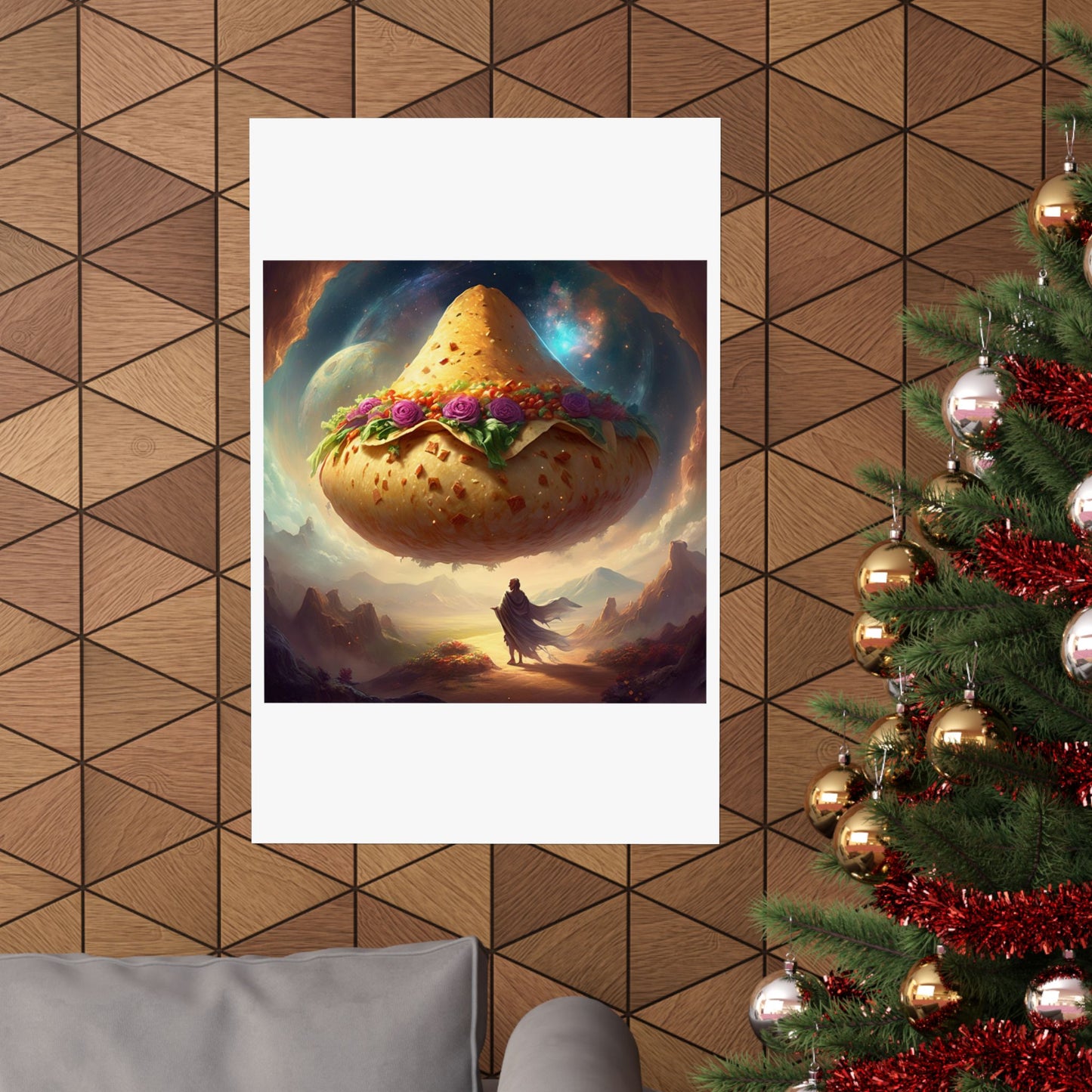 Cosmic Taco Planetoid Surreal Food Fantasy Art Poster