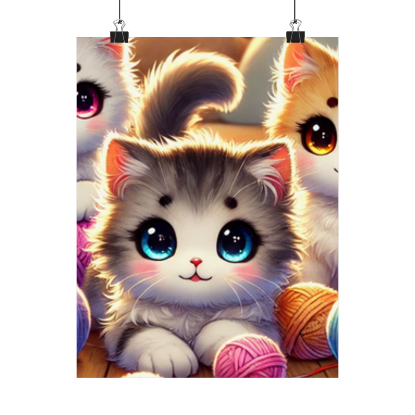 Cozy Yarn Kittens Cute Cat Poster Knitting Room Wall Art Decor