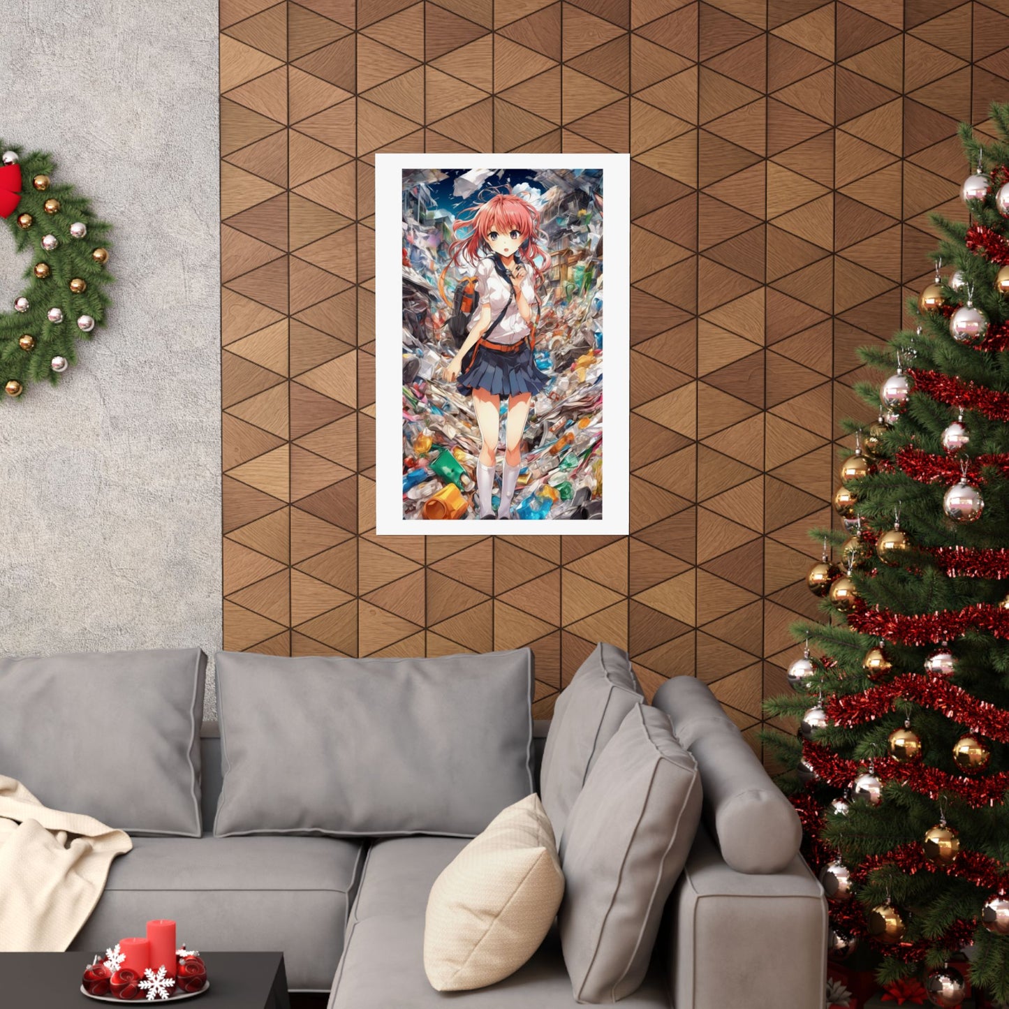 Recycling Day Anime Schoolgirl Eco Street Art Poster