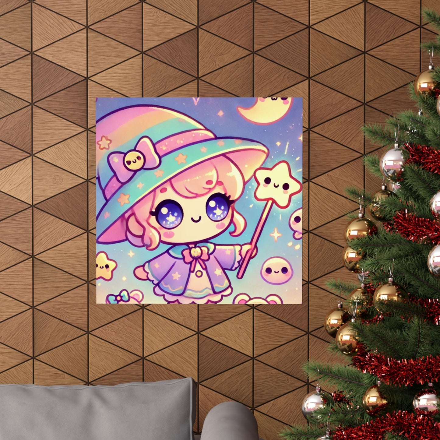 Kawaii Moon Wand Pastel Fantasy Wall Art Poster