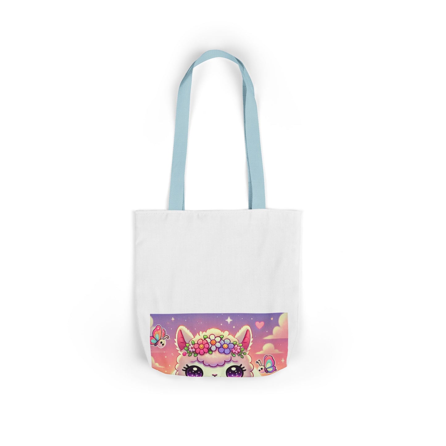 Pastel Floral Alpaca Garden Kawaii Canvas Tote Bag