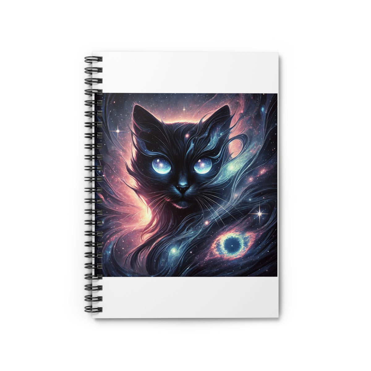Cosmic Black Cat Galaxy Celestial Spiral Notebook