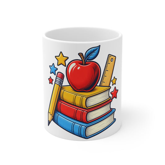 Retro School Books Apple Teacher Appreciation Coffee Mug