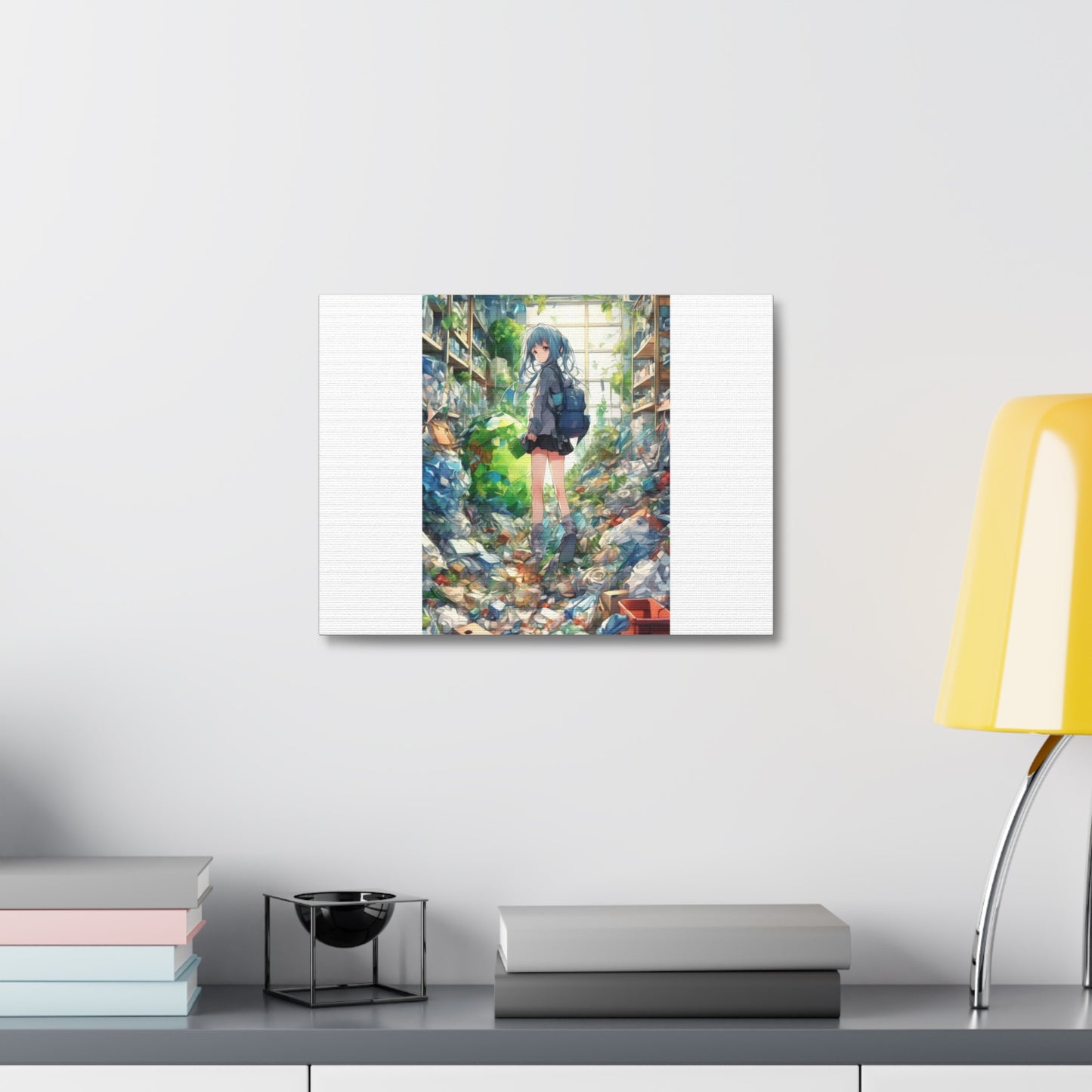 Green Recycling Alley Anime Girl Recycling Alley Canvas