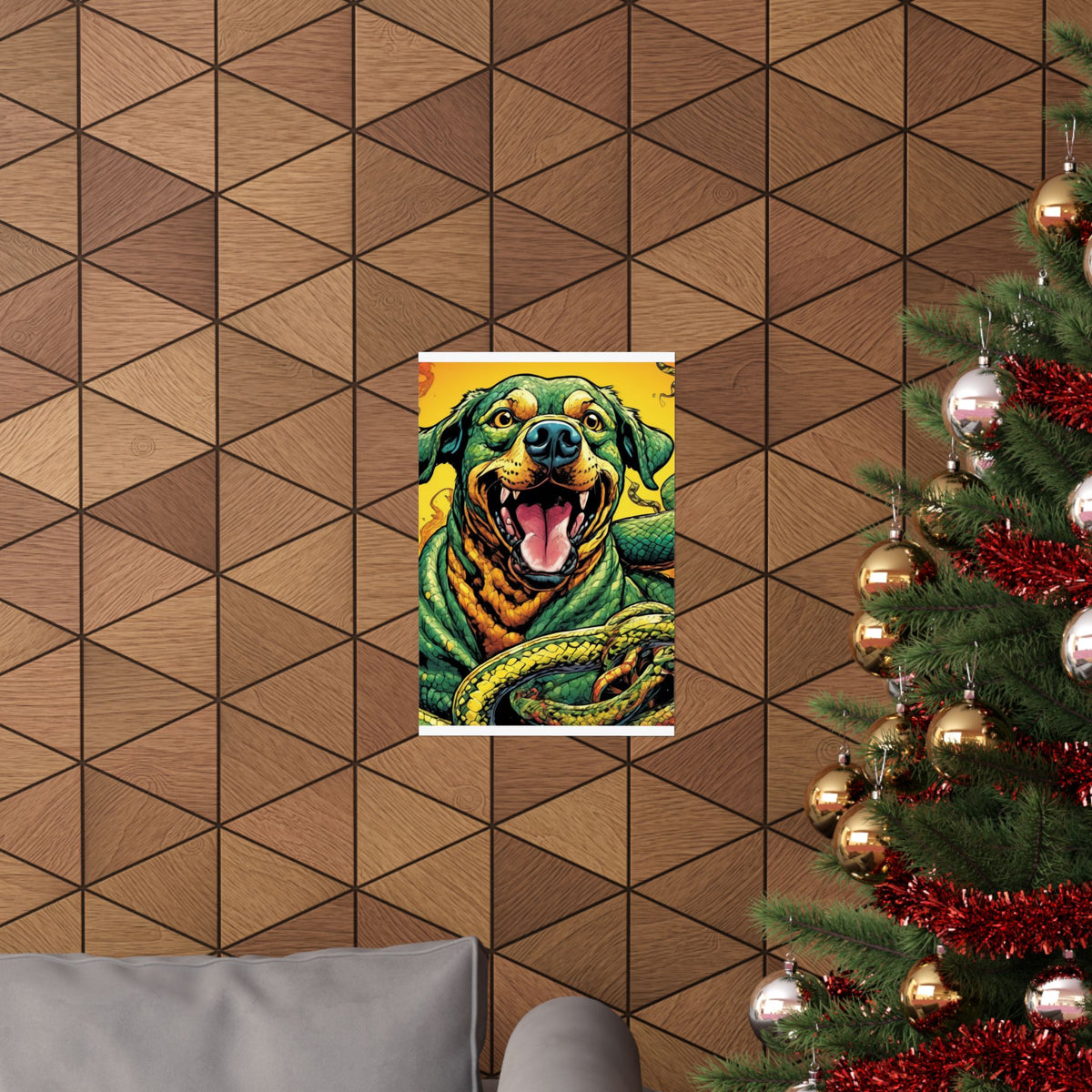Surreal Serpent Hound Dark Fantasy Wall Art Poster
