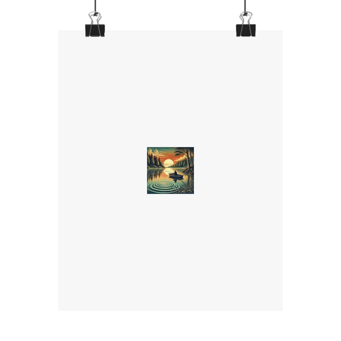 Sunset Lake Fishing Retreat Poster Lake House Fishing Wall Art Gift
