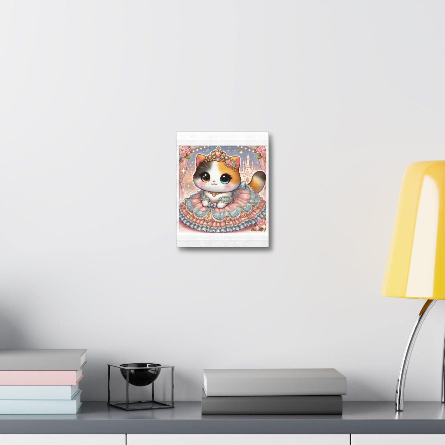 Pastel Princess Calico Cat Fantasy Canvas Wall Art