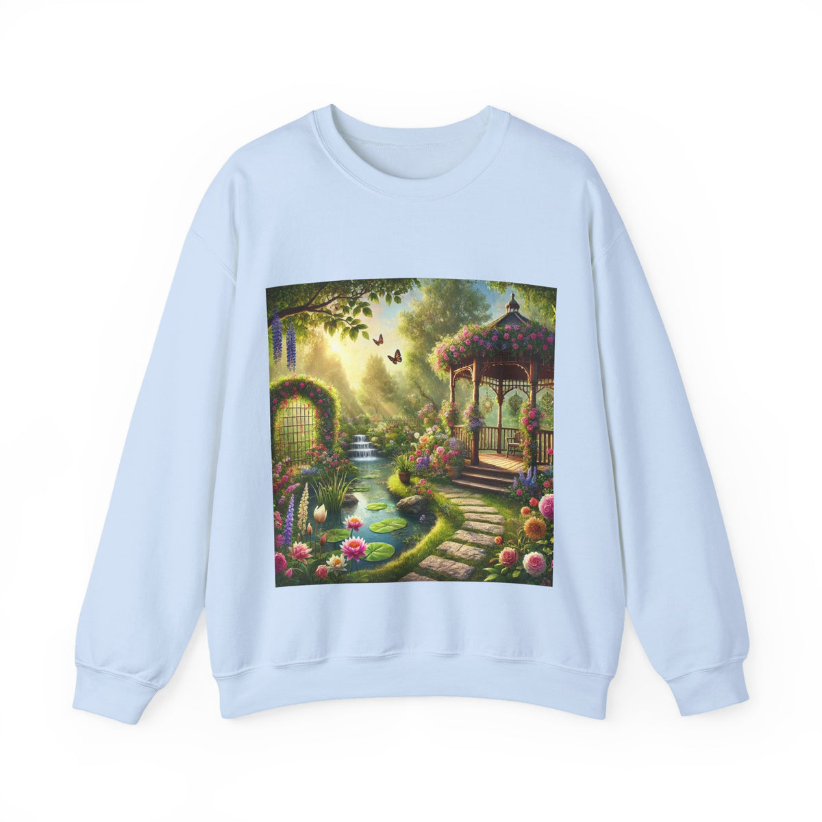 Sunlit Rose Gazebo Cottage Garden Sweatshirt