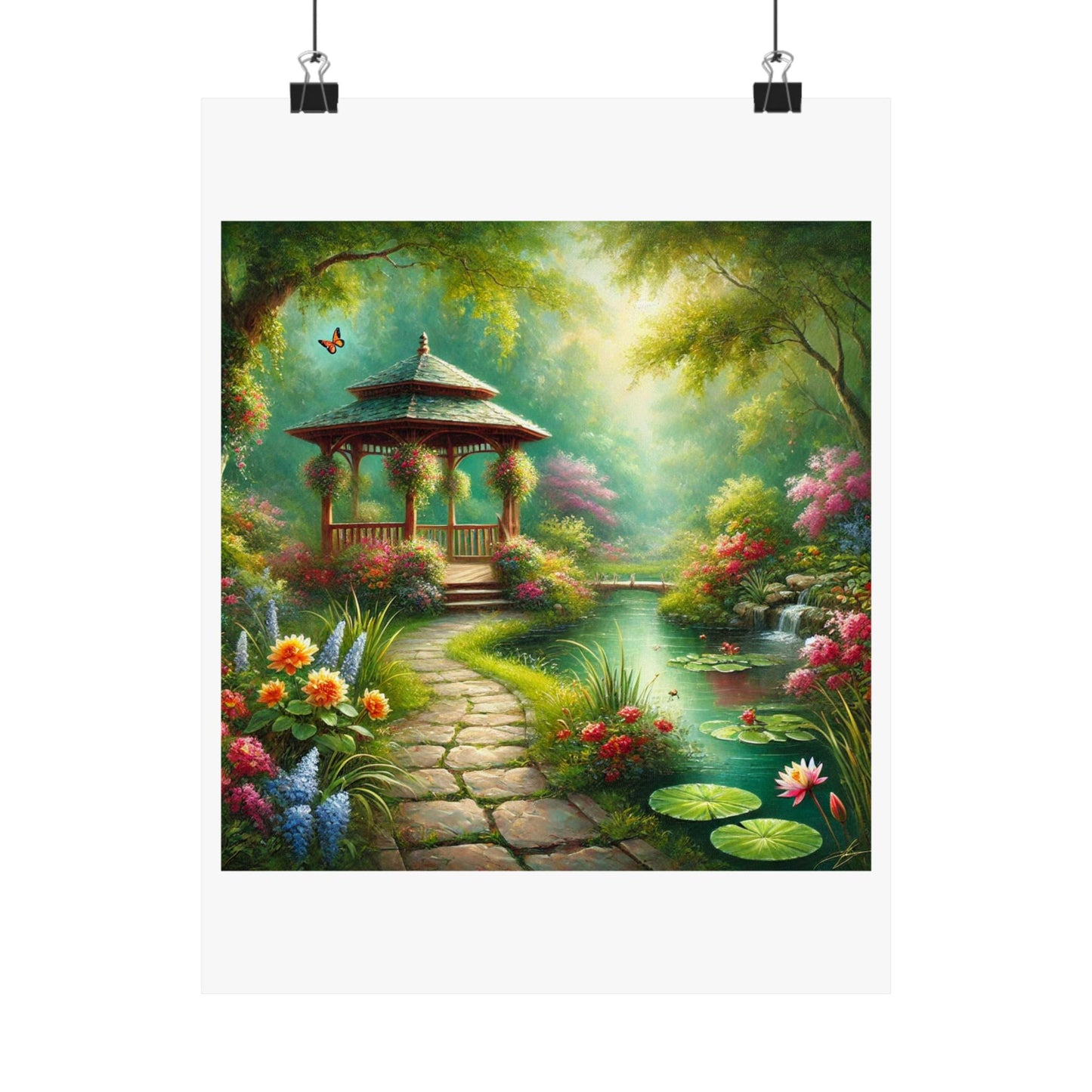 Spring Garden Gazebo Floral Landscape Poster