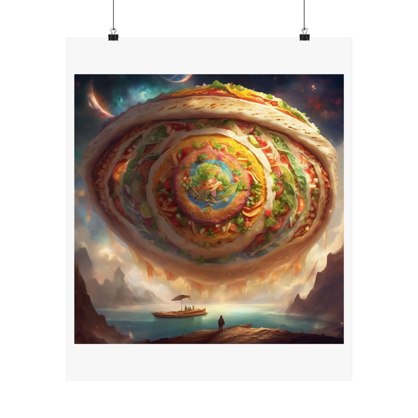 Cosmic Taco Portal Surreal Food Fantasy Art Poster