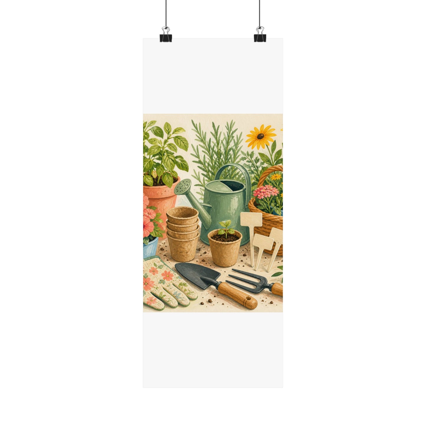 Colorful Gardening Tools and Flowers Hobby Poster