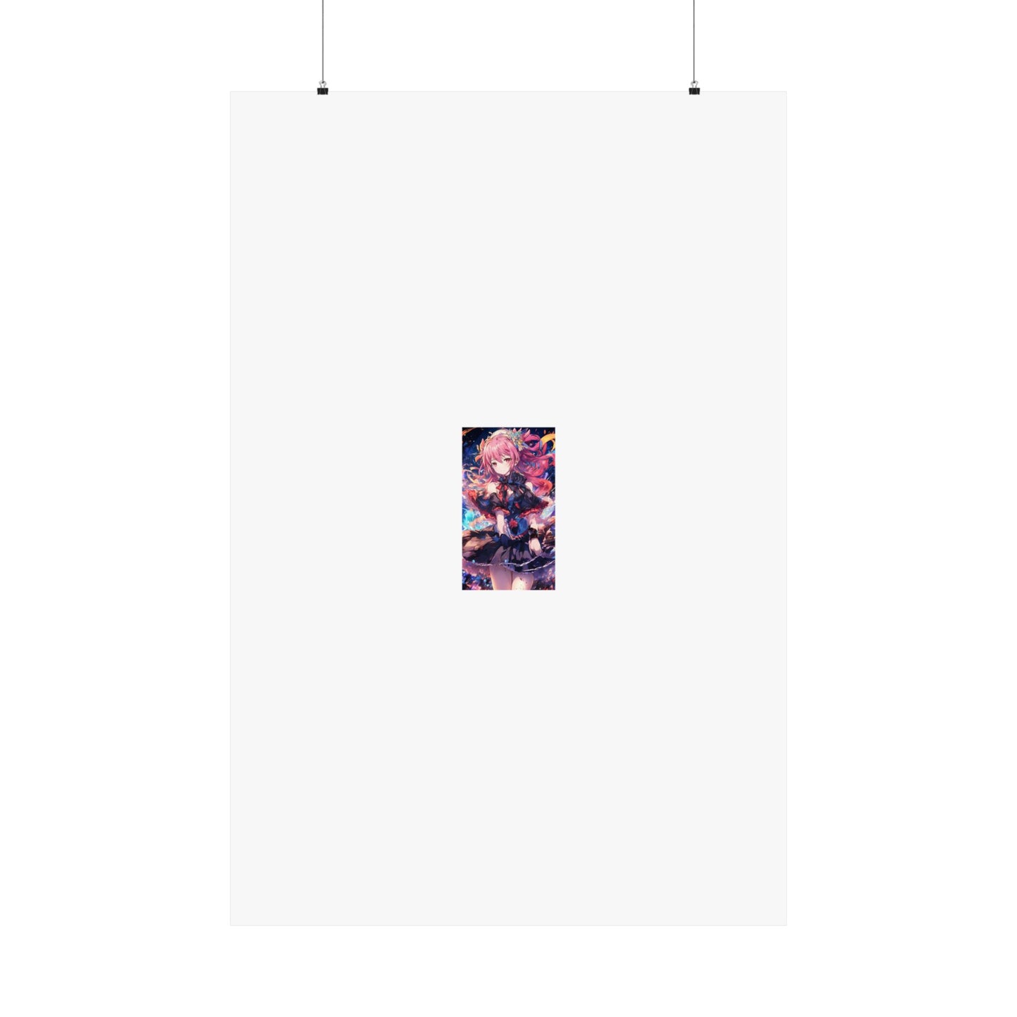 Pink Haired Fantasy Heroine Anime Portrait Poster Art