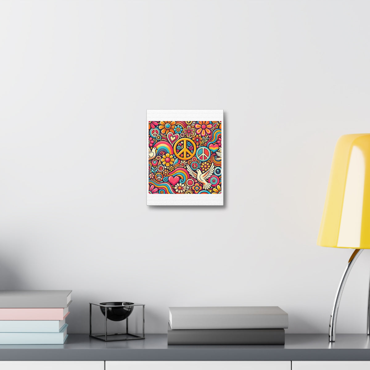 Colorful Peace Floral Pattern Canvas Wall Art