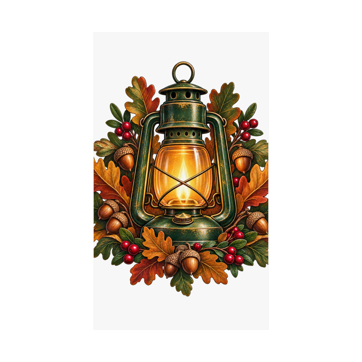 Autumn Oak Lantern and Acorns Poster