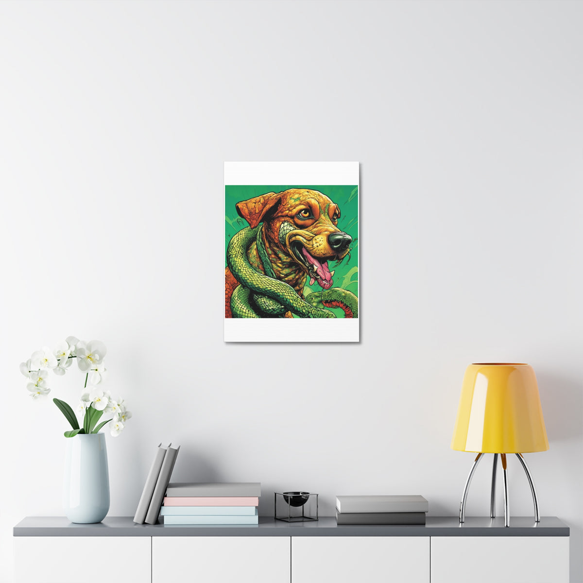 Serpent Guardian Dog Bold Fantasy Creature Canvas Art