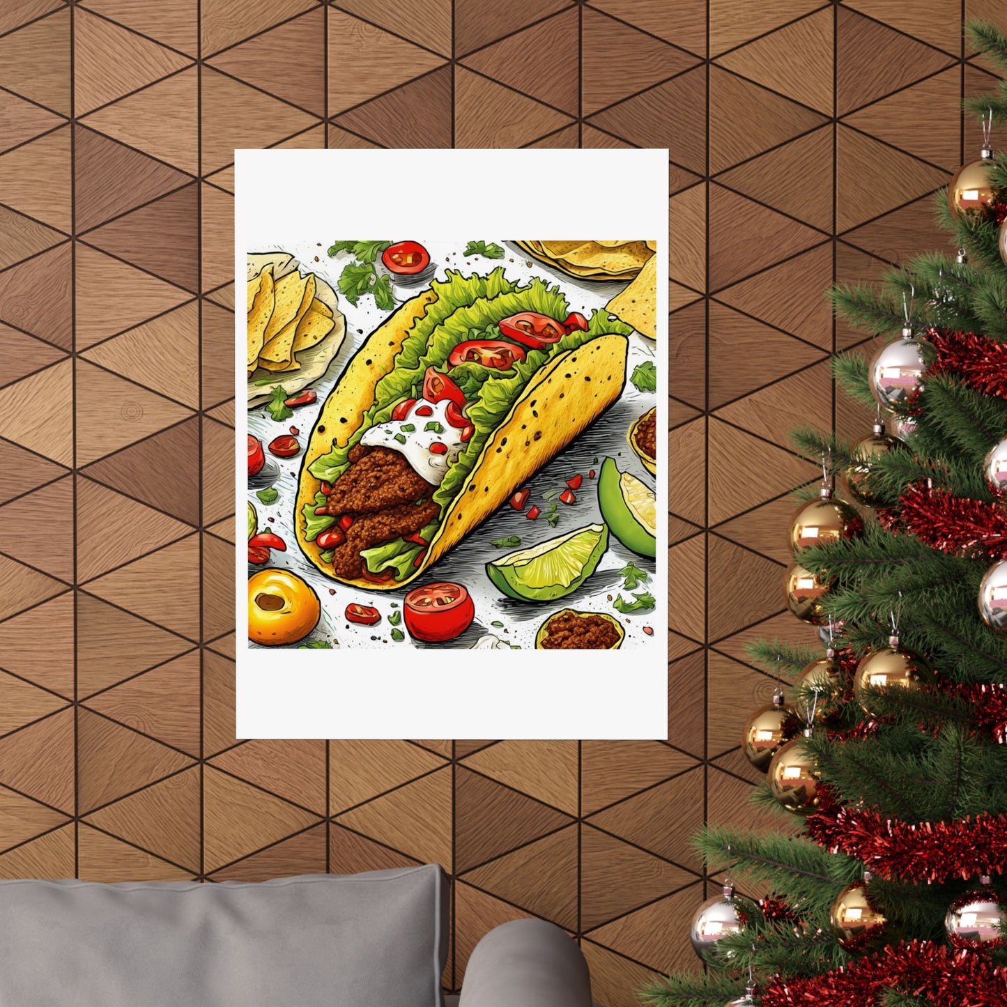 Bold Taco Illustration Foodie Gift Art Poster