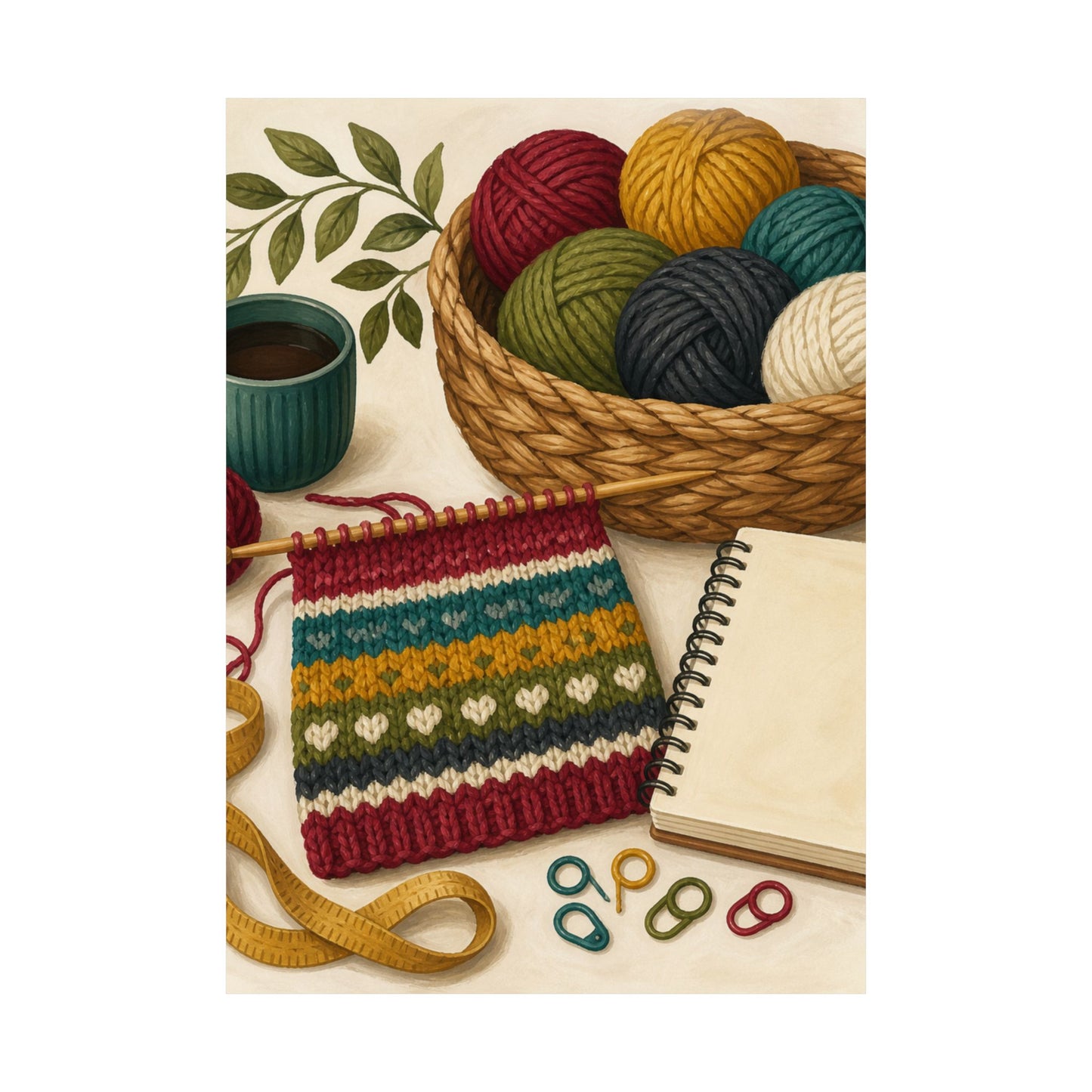 Cozy Knitting and Yarn Hobby Art Poster
