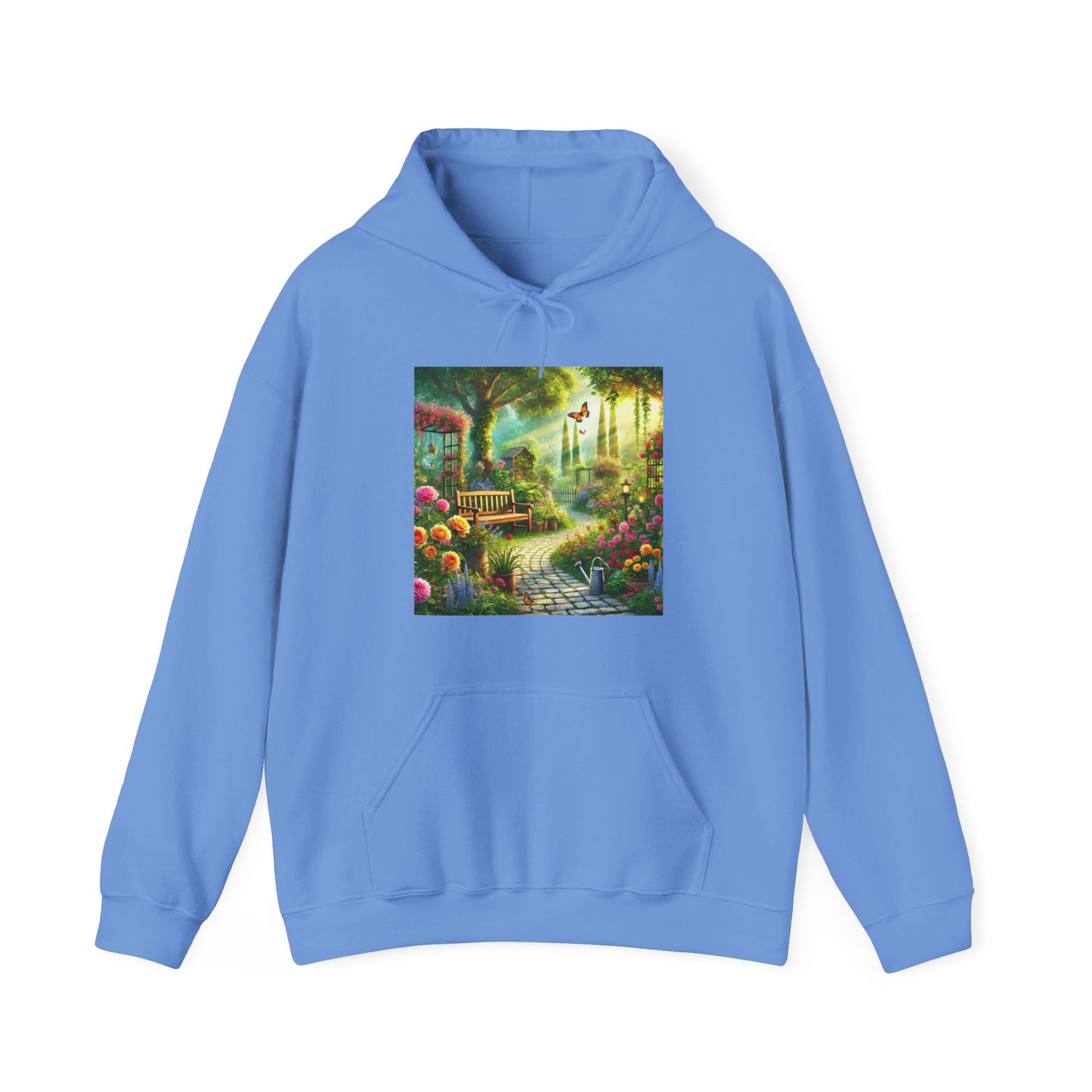 Sunlit Spring Flower Garden Bench Hoodie