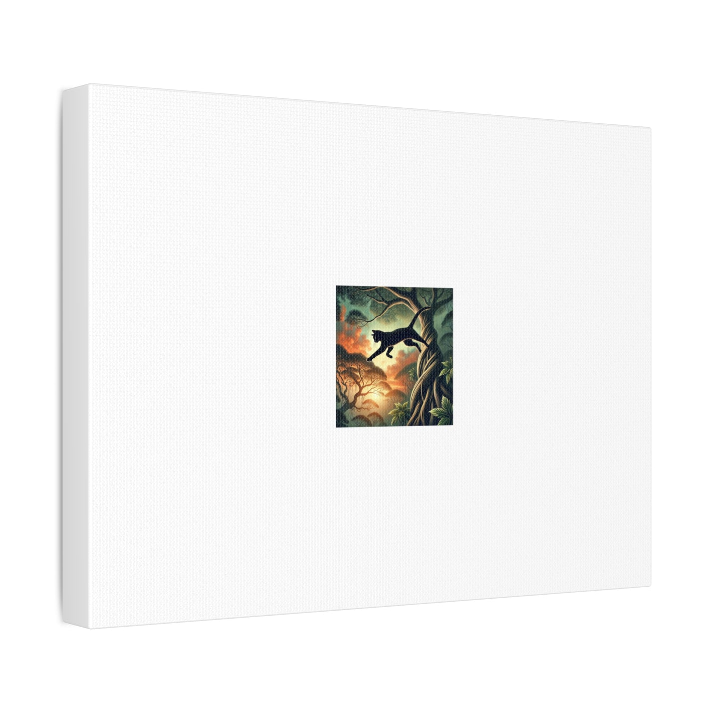 Enchanted Black Cat Forest Canvas Fantasy Cat Wall Art Gift