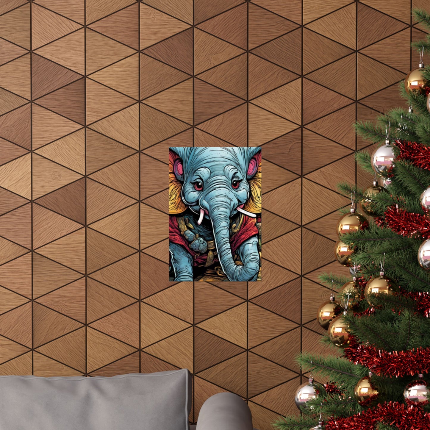 Colorful Elephant Garden Parade Wildlife Wall Art Poster