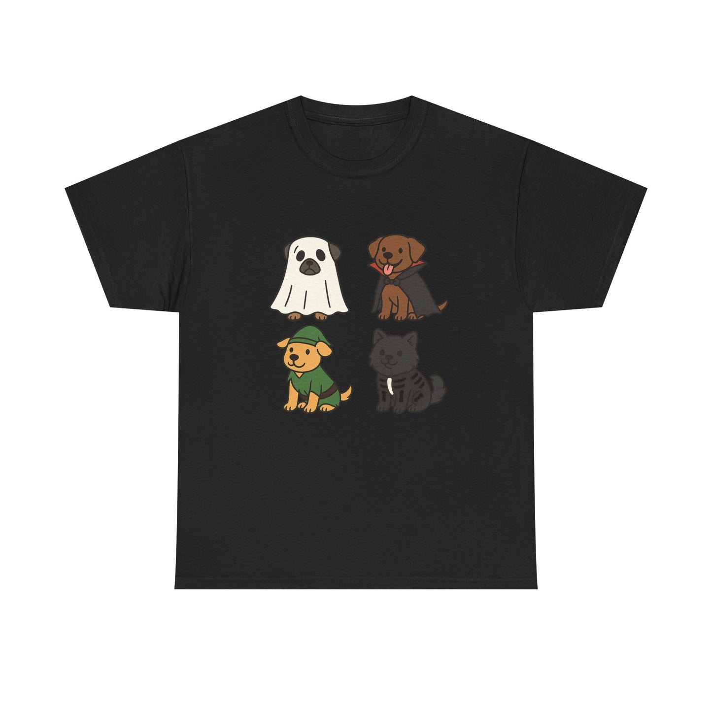 Cute Pet Ghosts Unisex Heavy Cotton Tee - Dog Lover T-Shirt, Animal Tee, Halloween Shirt, Gift for Pet Owners, Funny Retriver