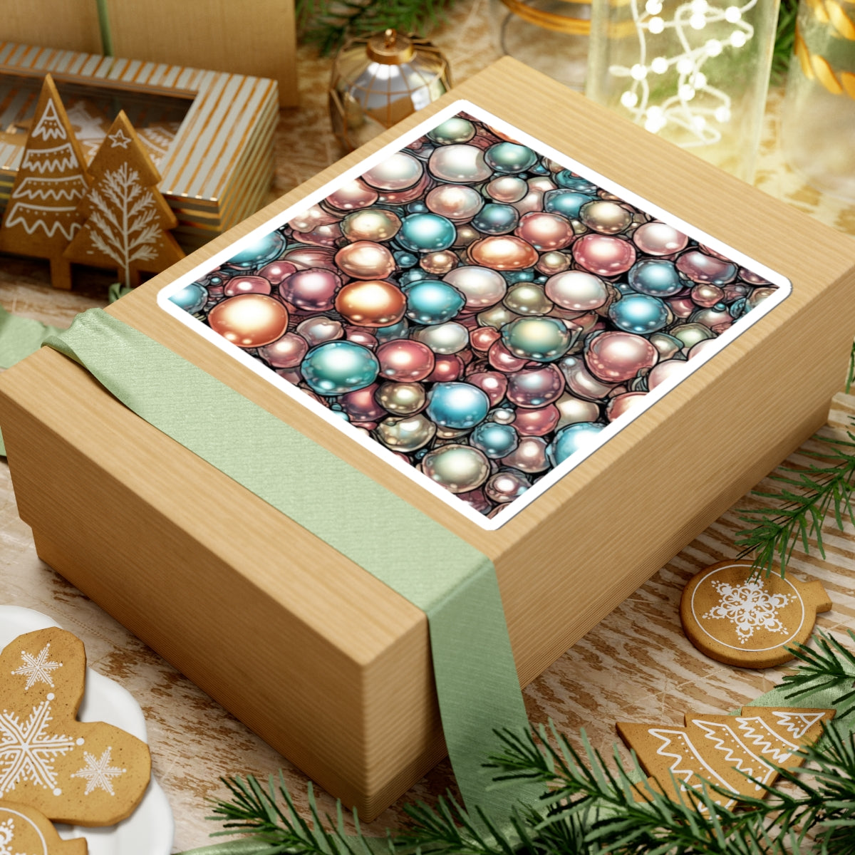 Rainbow Pearl Marble Abstract Gift Art Sticker