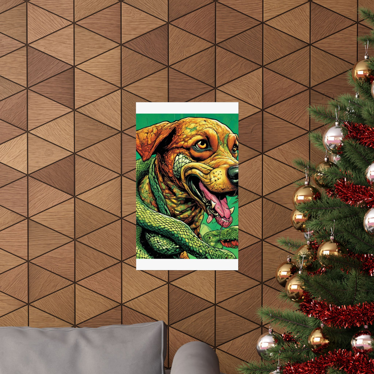 Serpent Guardian Dog Bold Fantasy Creature Art Poster