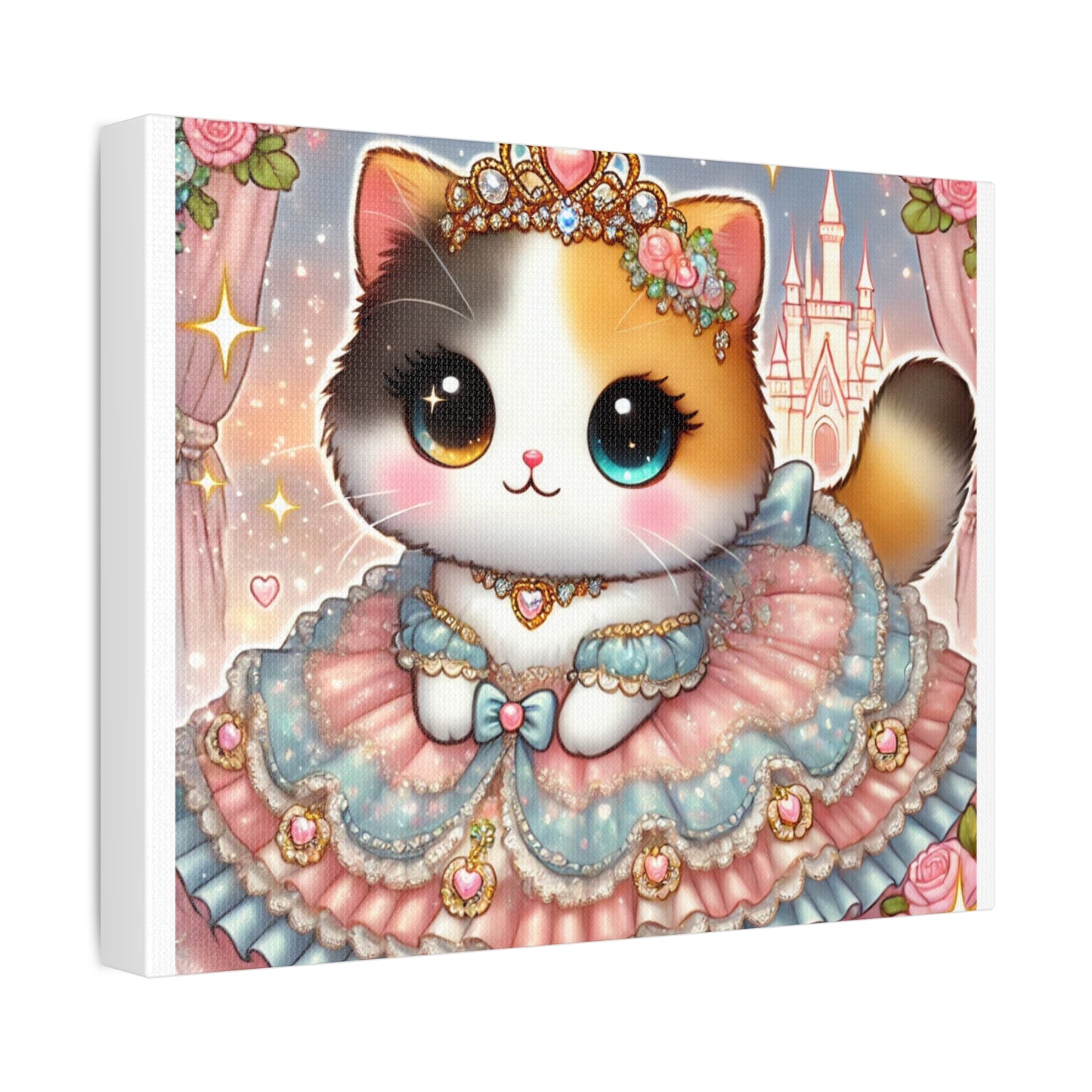 Pastel Princess Calico Cat Fantasy Canvas Wall Art