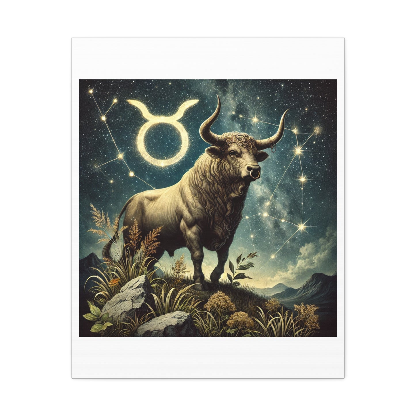 Taurus Bull Constellation Celestial Canvas Wall Art