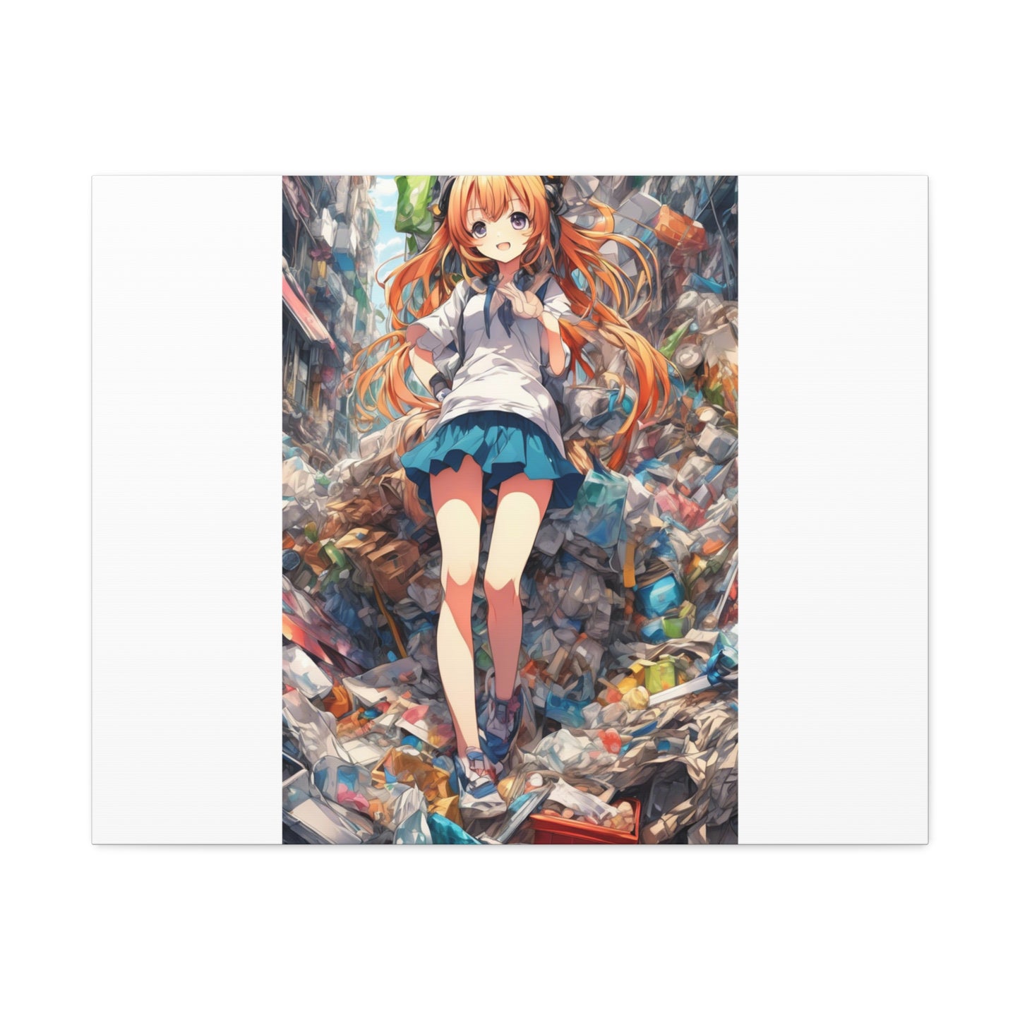 Recycling Rescue Anime Heroine Eco Street Art Canvas