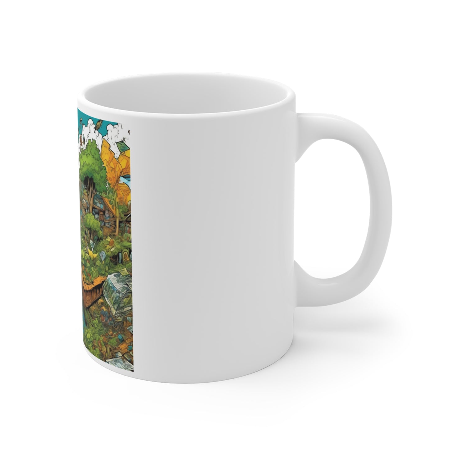 Whimsical Garden Stream Nature Gift Art Coffee Mug