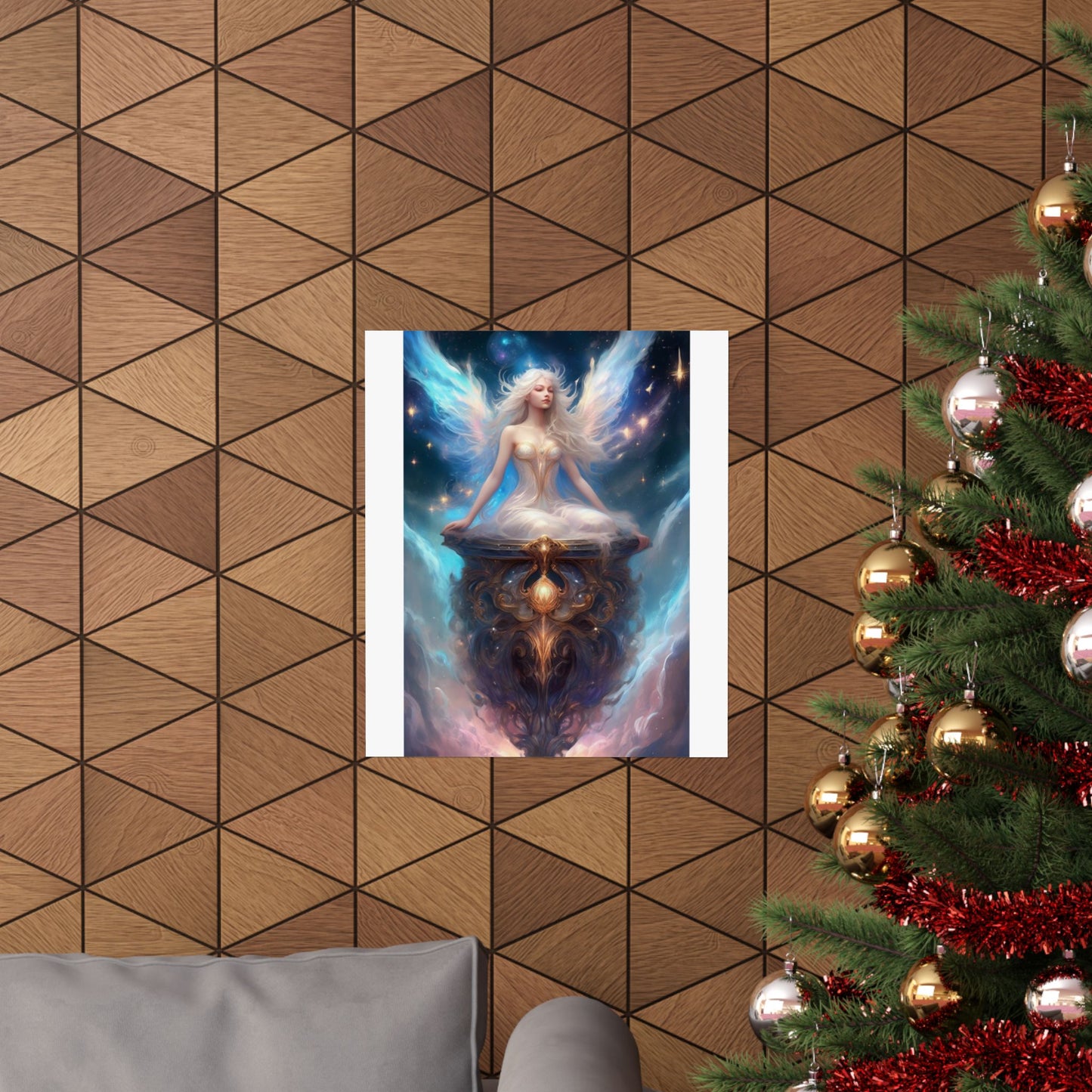 Celestial Winged Meditation Fantasy Portrait Poster