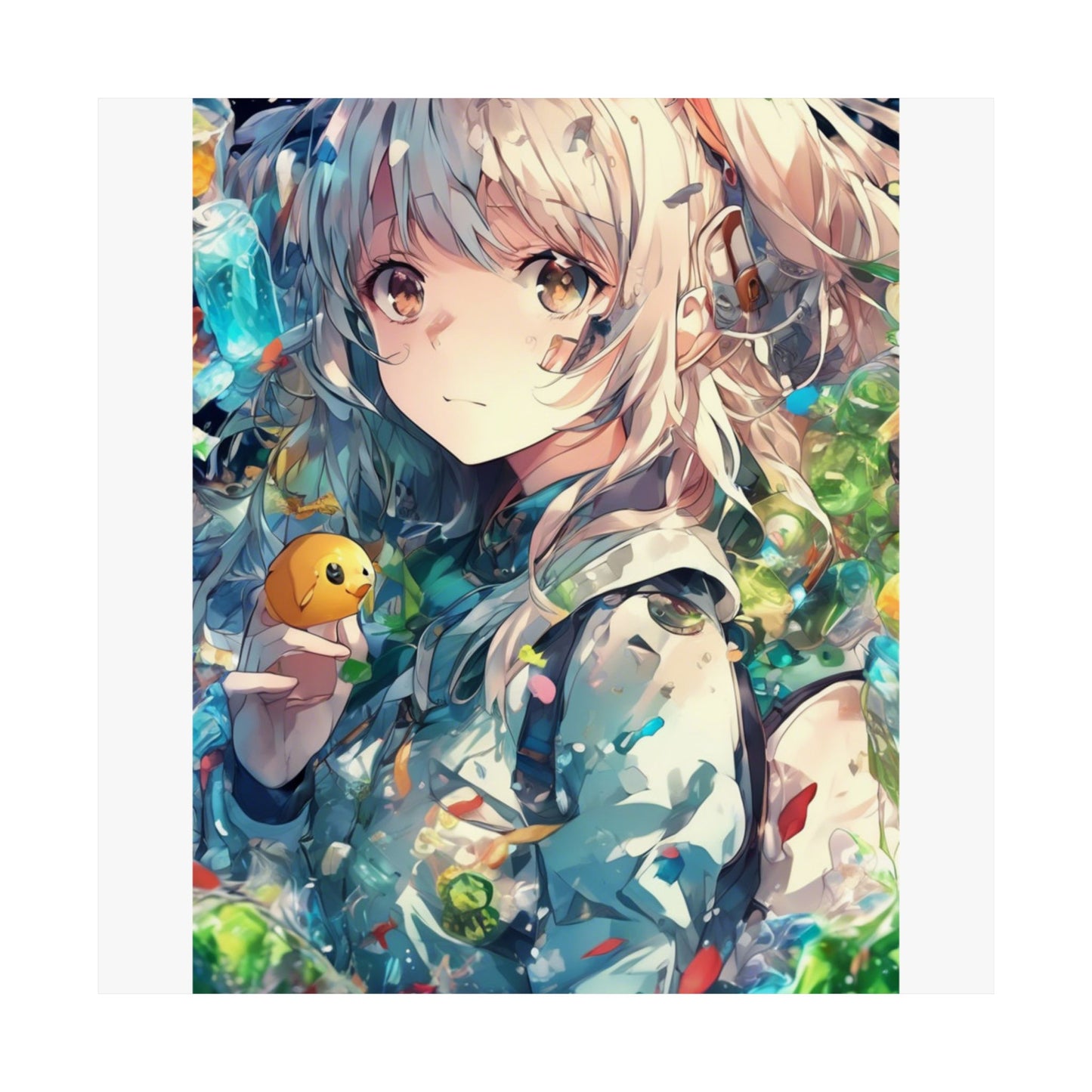 Crystal Bottle Anime Portrait Colorful Wall Poster