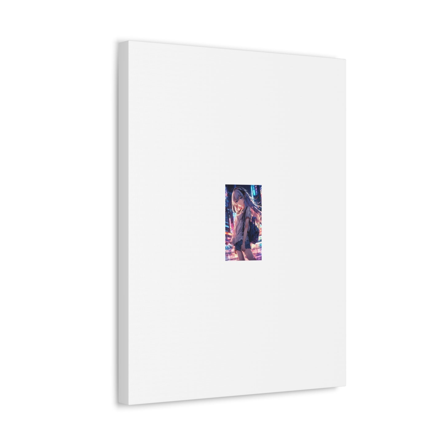 Anime City Night Heroine Portrait Neon Canvas Wall Art