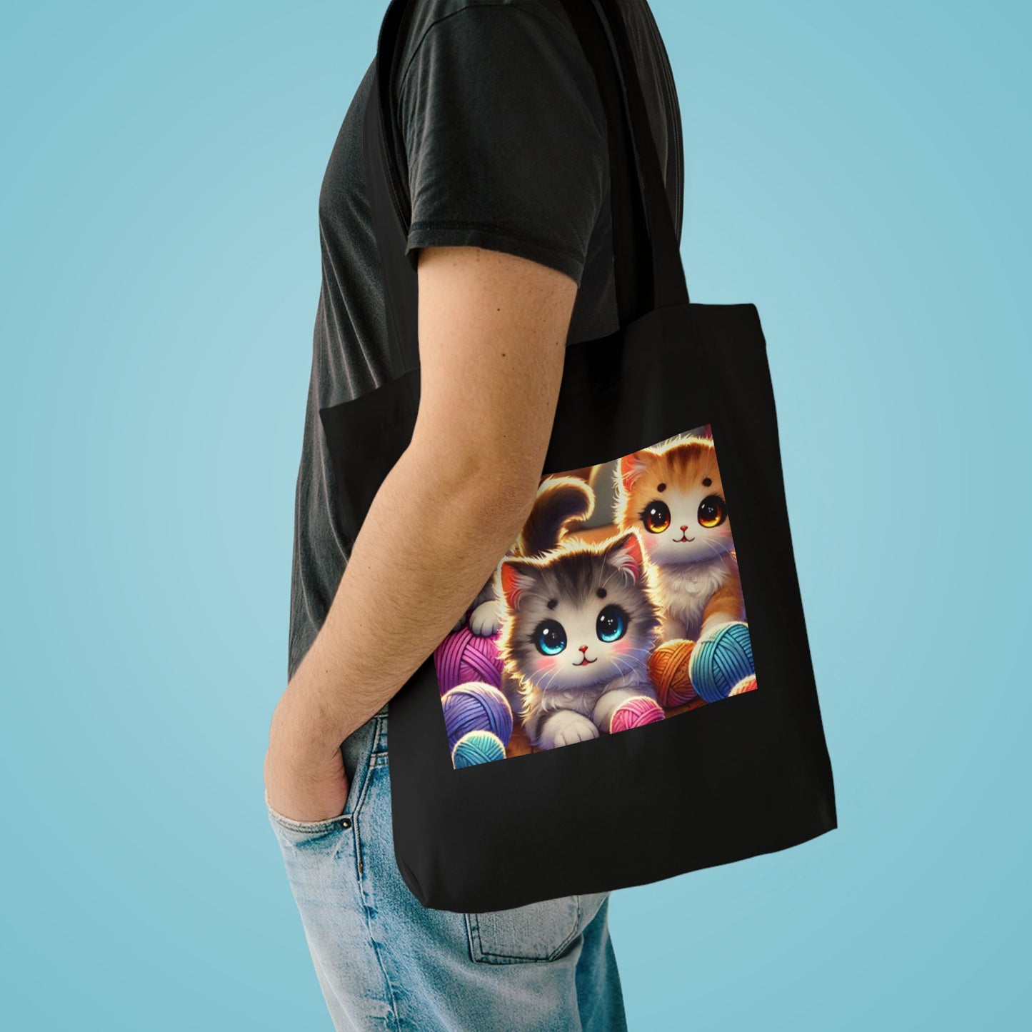 Cozy Yarn Kittens Cute Cat Lover Knitting Tote Bag for Crafters