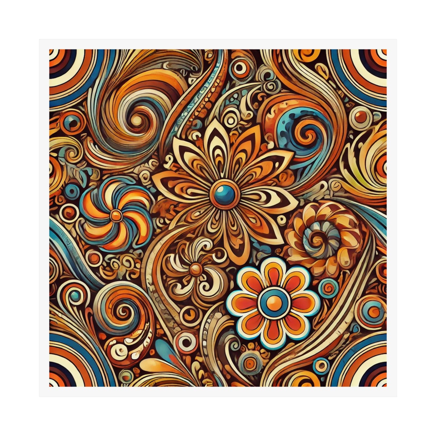 Ornate Abstract Floral Paisley Pattern Poster