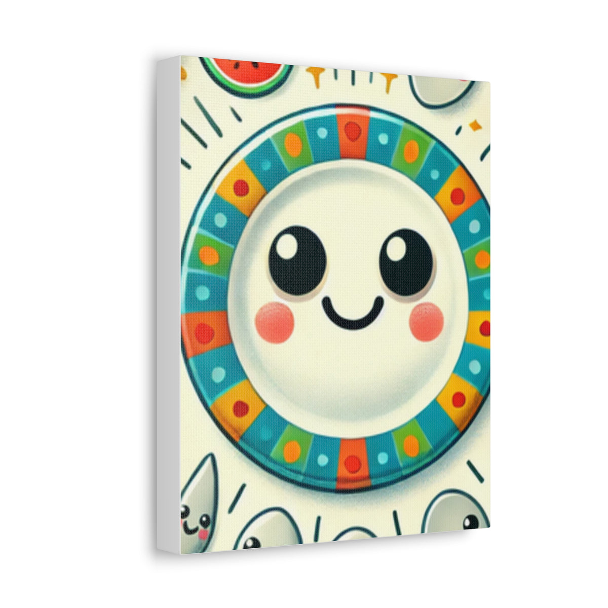 Happy Little Kitchen Club Kawaii Food Canvas Kitchen Wall Art Decor Gift