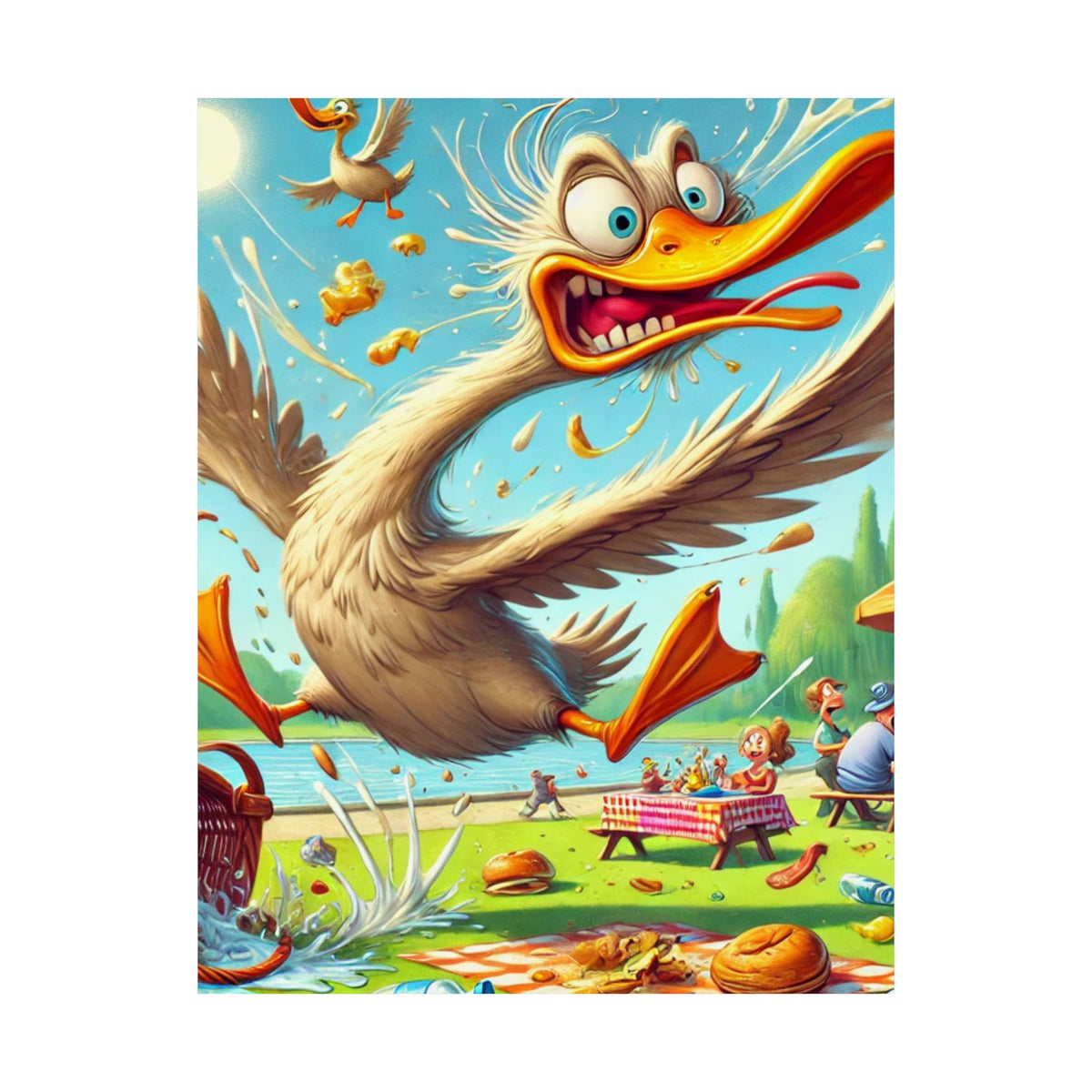 Chaotic Picnic Duck Funny Summer Wall Art Poster