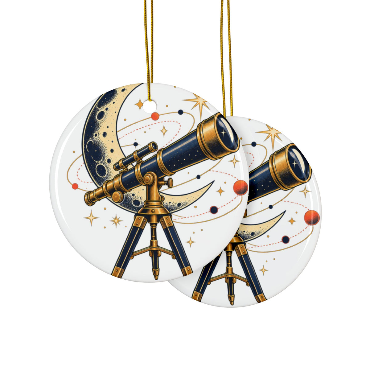 Vintage Telescope Celestial Astronomy Round Ornament