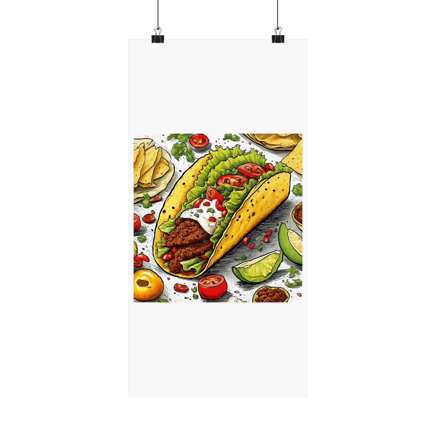 Bold Taco Illustration Foodie Gift Art Poster
