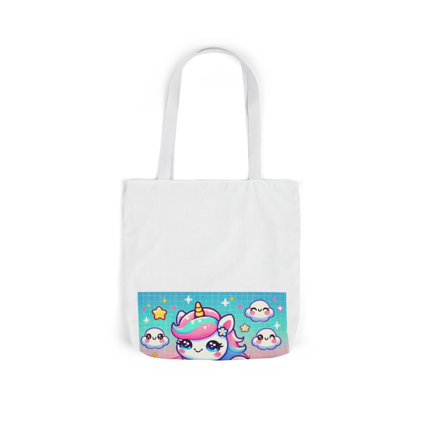 Pastel Rainbow Unicorn Cloud Kawaii Canvas Tote Bag
