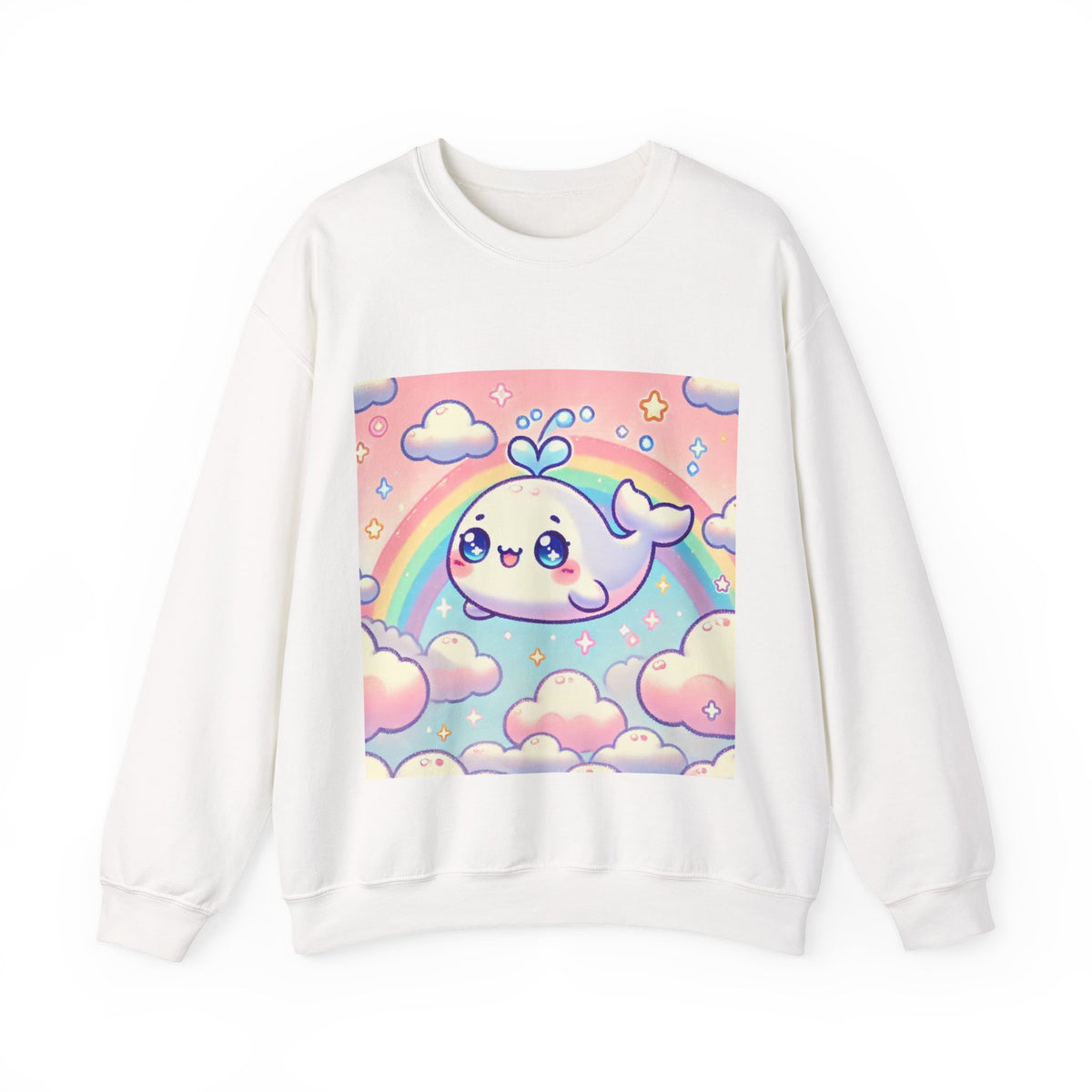 Kawaii Rainbow Whale Pastel Cloud Sweatshirt