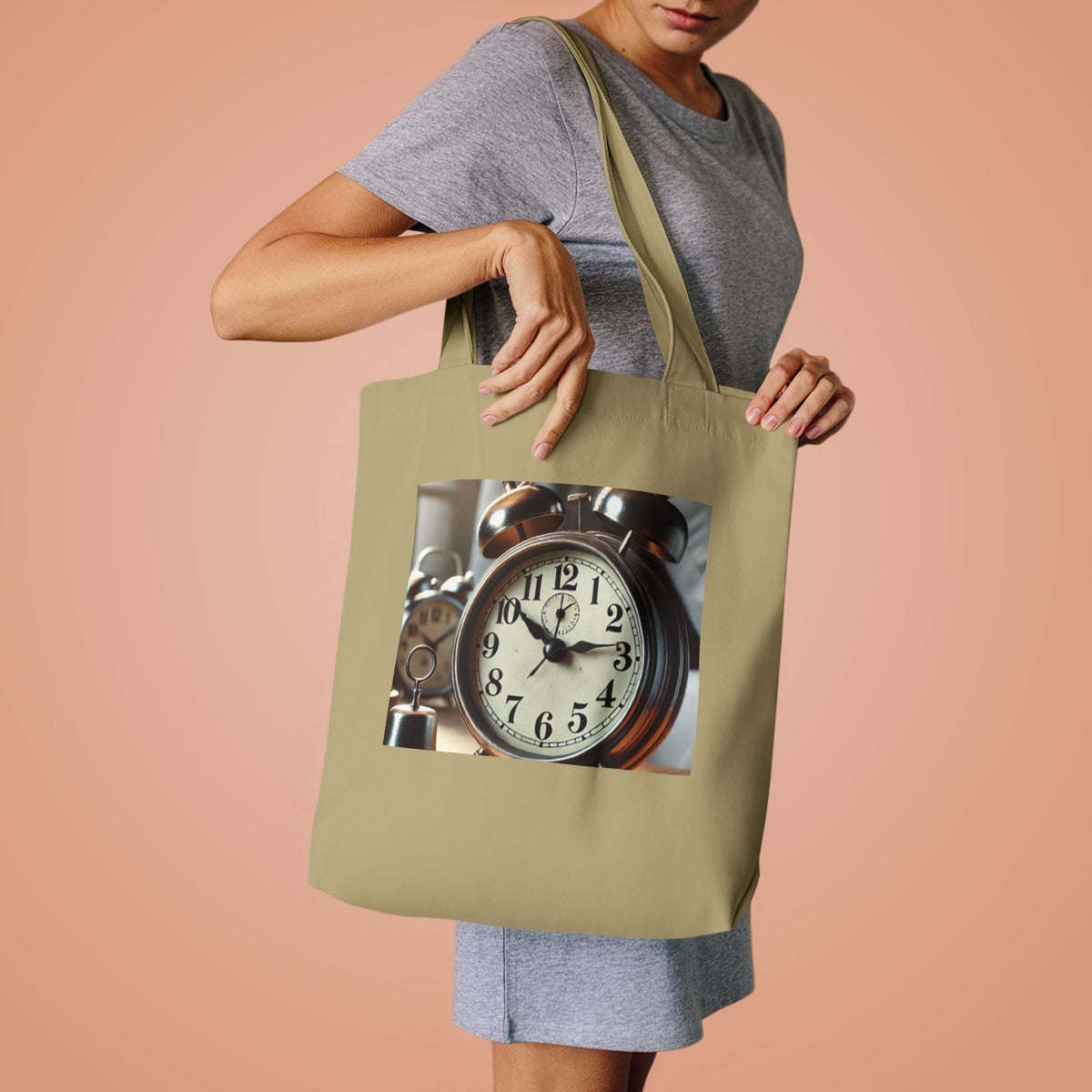 Vintage Alarm Clock Morning Routine Timekeeper Tote Bag